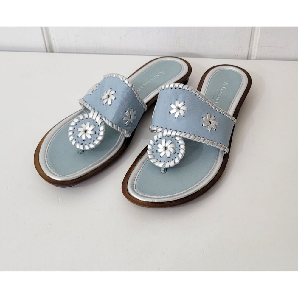 A. Giannetti Light Blue Leather Thong Sandals Made in Italy Women's Size 10 - Picture 8 of 8